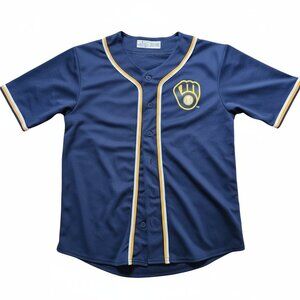 Milwaukee Brewers Kids Size XL Full Button Replica Jersey, Clean